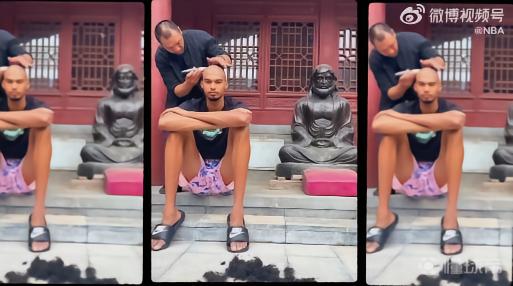 马刺森林狼比赛间隙，NBA赛场播放文班亚马少林寺修行短片